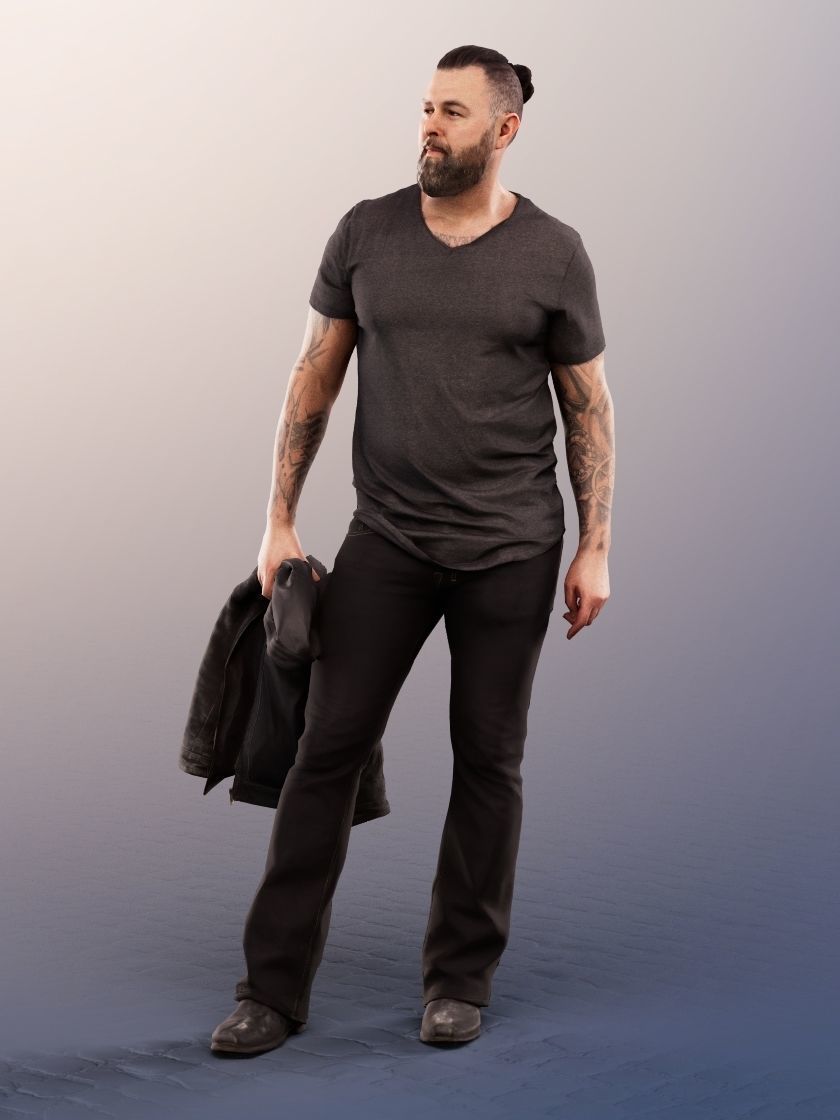 Olaf 13329 - Standing Casual Man Holding Jacked Low-poly 3D model_3