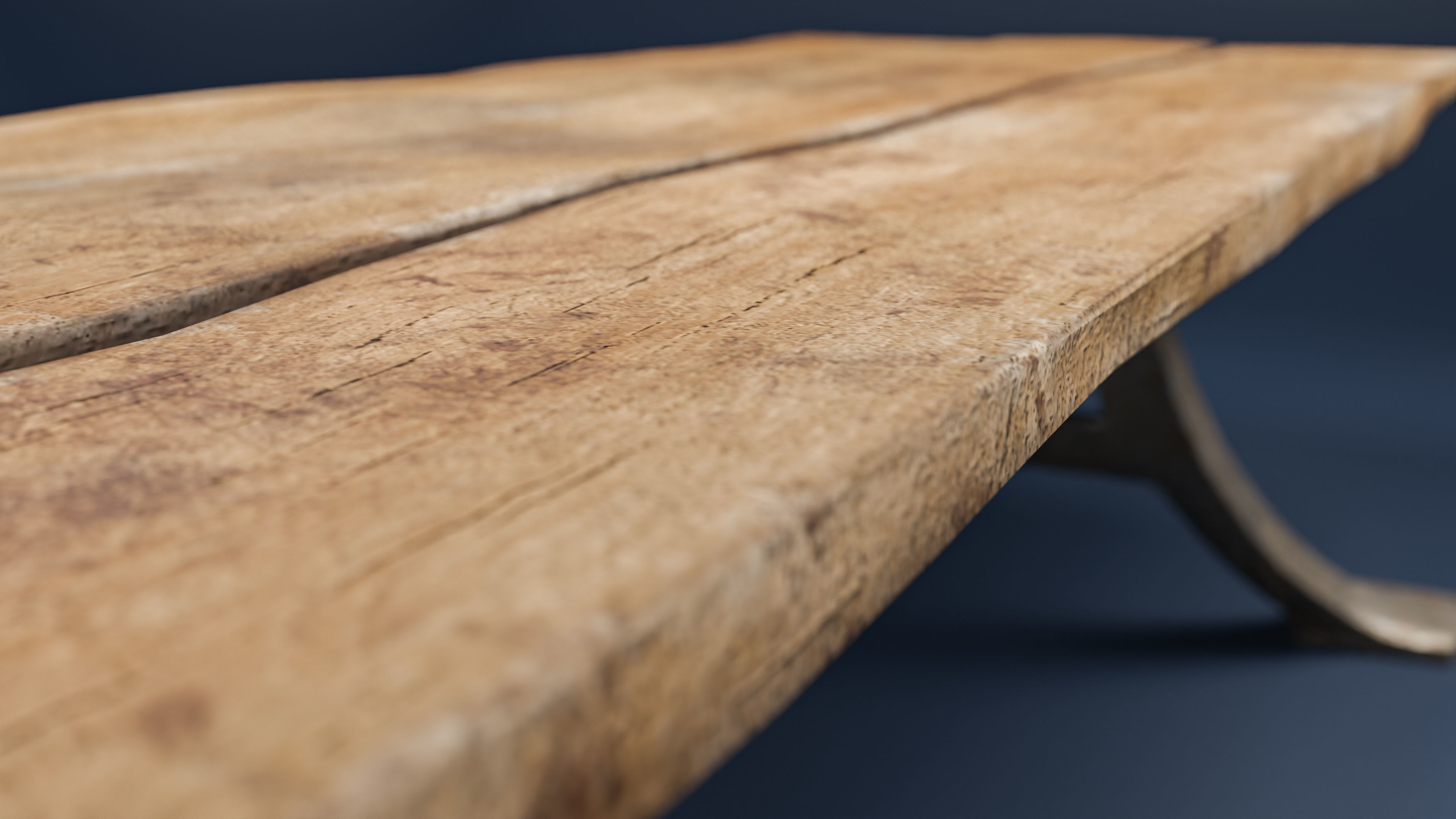 Antique wood table Low-poly 3D model_5