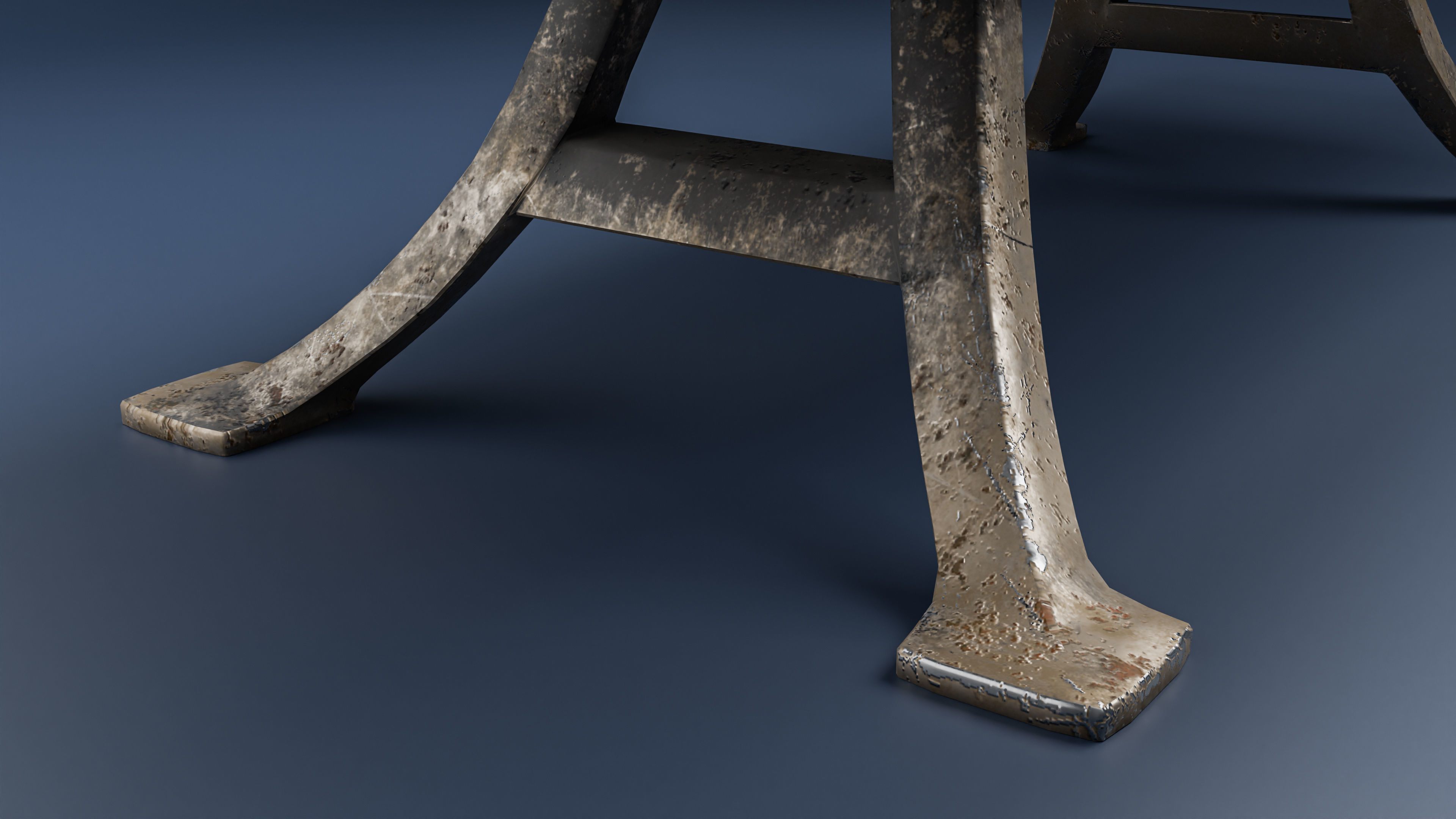 Antique wood table Low-poly 3D model_4