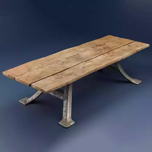 Antique wood table Low-poly 3D model