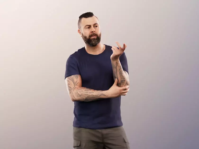 Olaf 13326 - Standing Casual Man Talking Low-poly 3D model_0