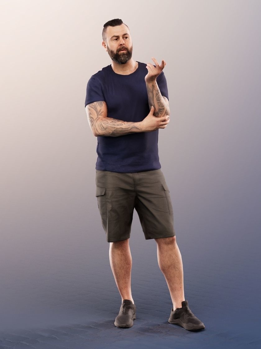 Olaf 13326 - Standing Casual Man Talking Low-poly 3D model_2