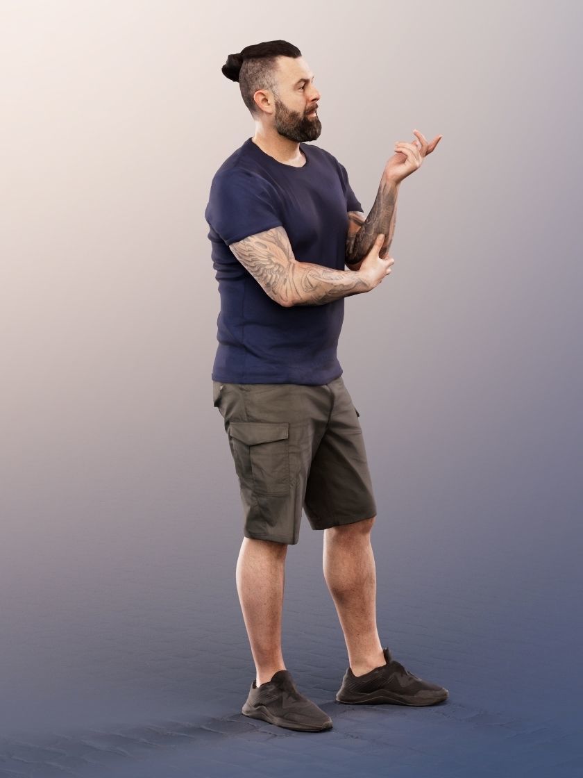 Olaf 13326 - Standing Casual Man Talking Low-poly 3D model_3