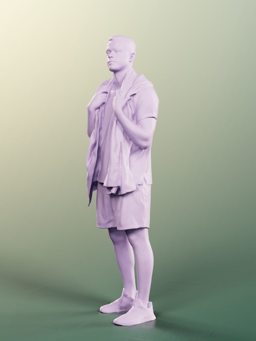 Sandro 13277 - Standing Athletic Man With Towel Low-poly 3D model_5