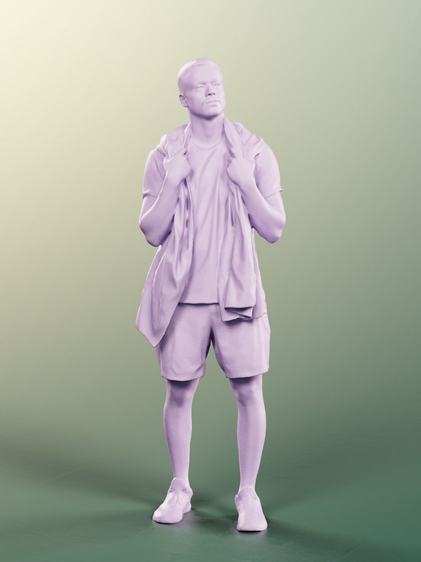 Sandro 13277 - Standing Athletic Man With Towel Low-poly 3D model_4