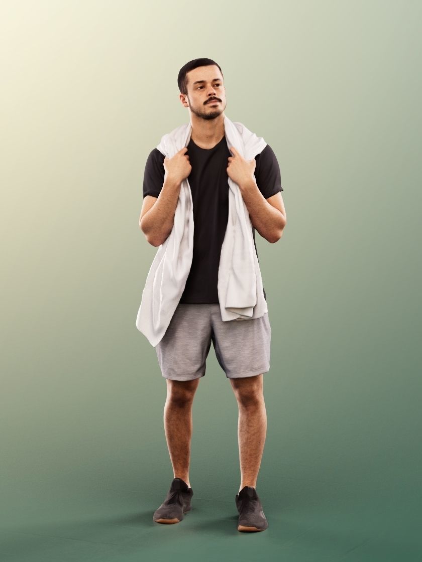 Sandro 13277 - Standing Athletic Man With Towel Low-poly 3D model_2