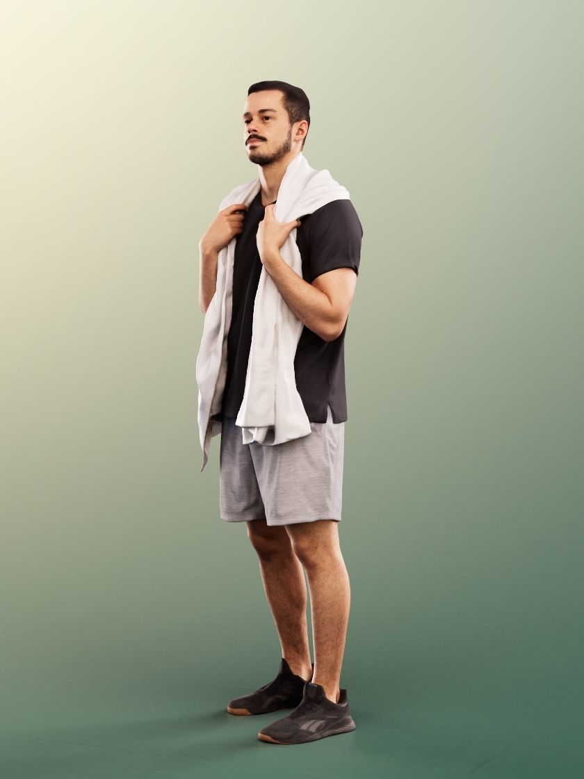 Sandro 13277 - Standing Athletic Man With Towel Low-poly 3D model_3