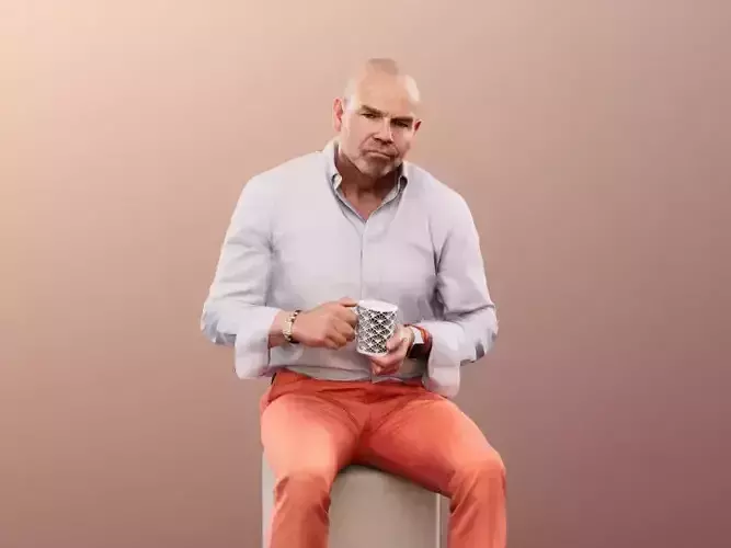 Dirk 13252 - Sitting Man With Cup Low-poly 3D model