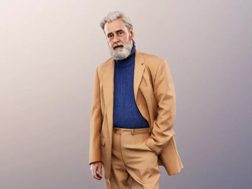 Andreas 13212 - Standing Elegant Older Man Low-poly 3D model