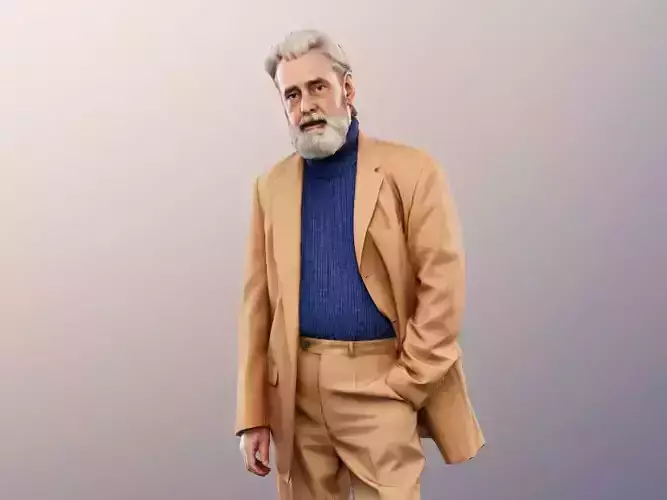 Andreas 13212 - Standing Elegant Older Man Low-poly 3D model