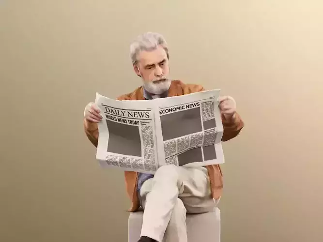 Andreas 13209 - Sitting Older Man Reading Newspaper