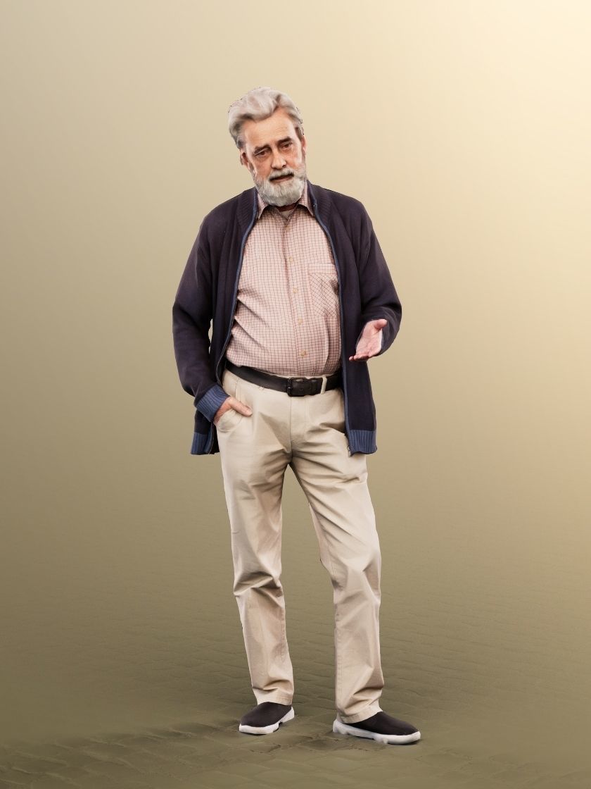 Andreas 13207 - Standing Casual Older Man Talking Low-poly 3D model_1
