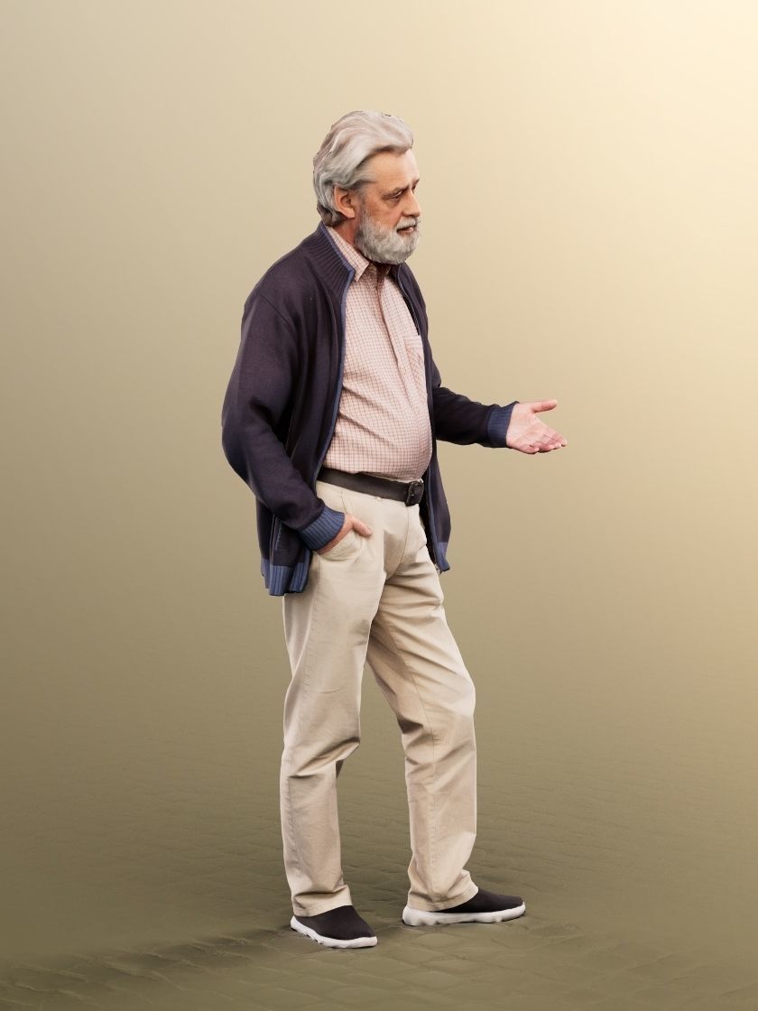 Andreas 13207 - Standing Casual Older Man Talking Low-poly 3D model_2