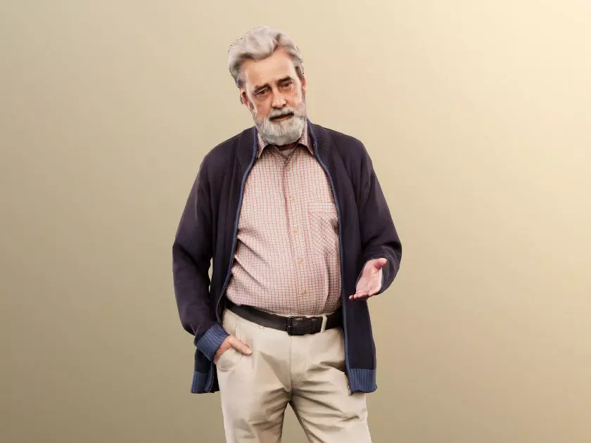 Andreas 13207 - Standing Casual Older Man Talking Low-poly 3D model_0