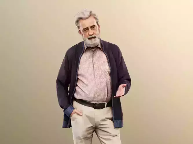 Andreas 13207 - Standing Casual Older Man Talking Low-poly 3D model