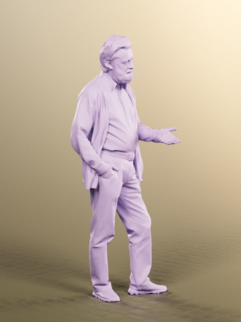 Andreas 13207 - Standing Casual Older Man Talking Low-poly 3D model_4