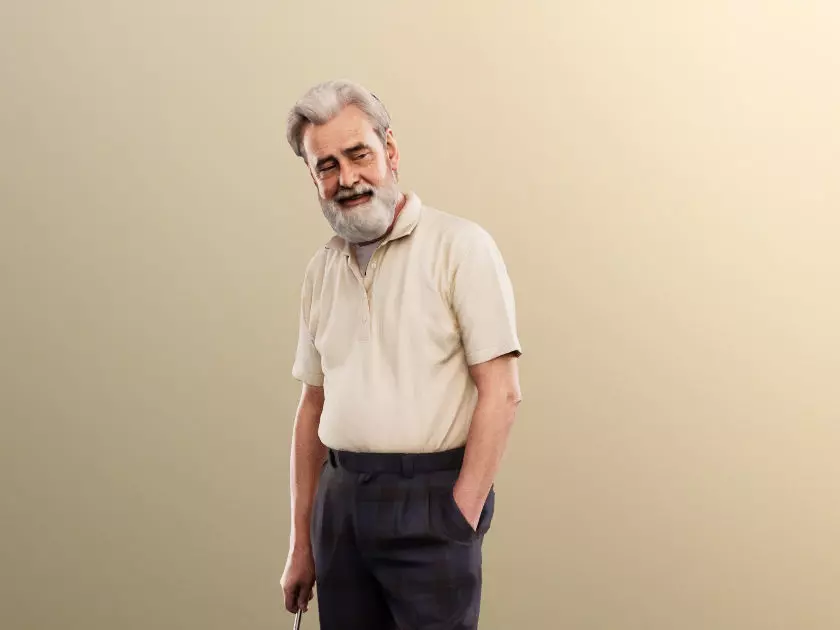 Andreas 13205 - Standing Older Man With Golf Club Low-poly 3D model