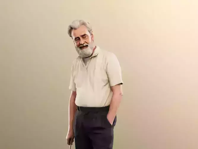 Andreas 13205 - Standing Older Man With Golf Club Low-poly 3D model