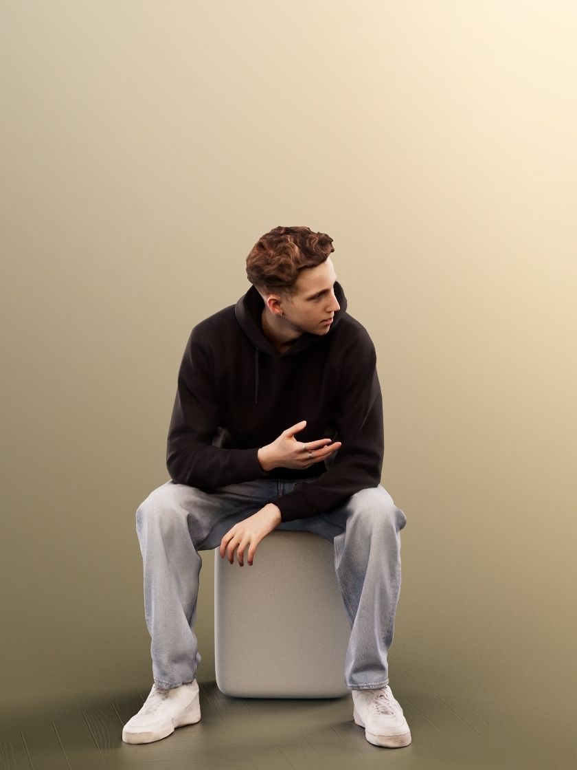 Max 13130 - Sitting Casual Young Man Low-poly 3D model_3