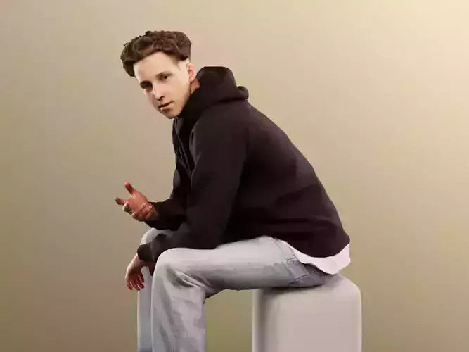 Max 13130 - Sitting Casual Young Man Low-poly 3D model