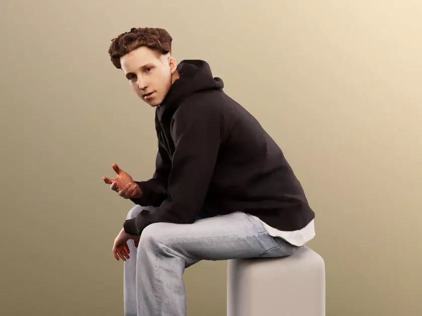 Max 13130 - Sitting Casual Young Man Low-poly 3D model_0