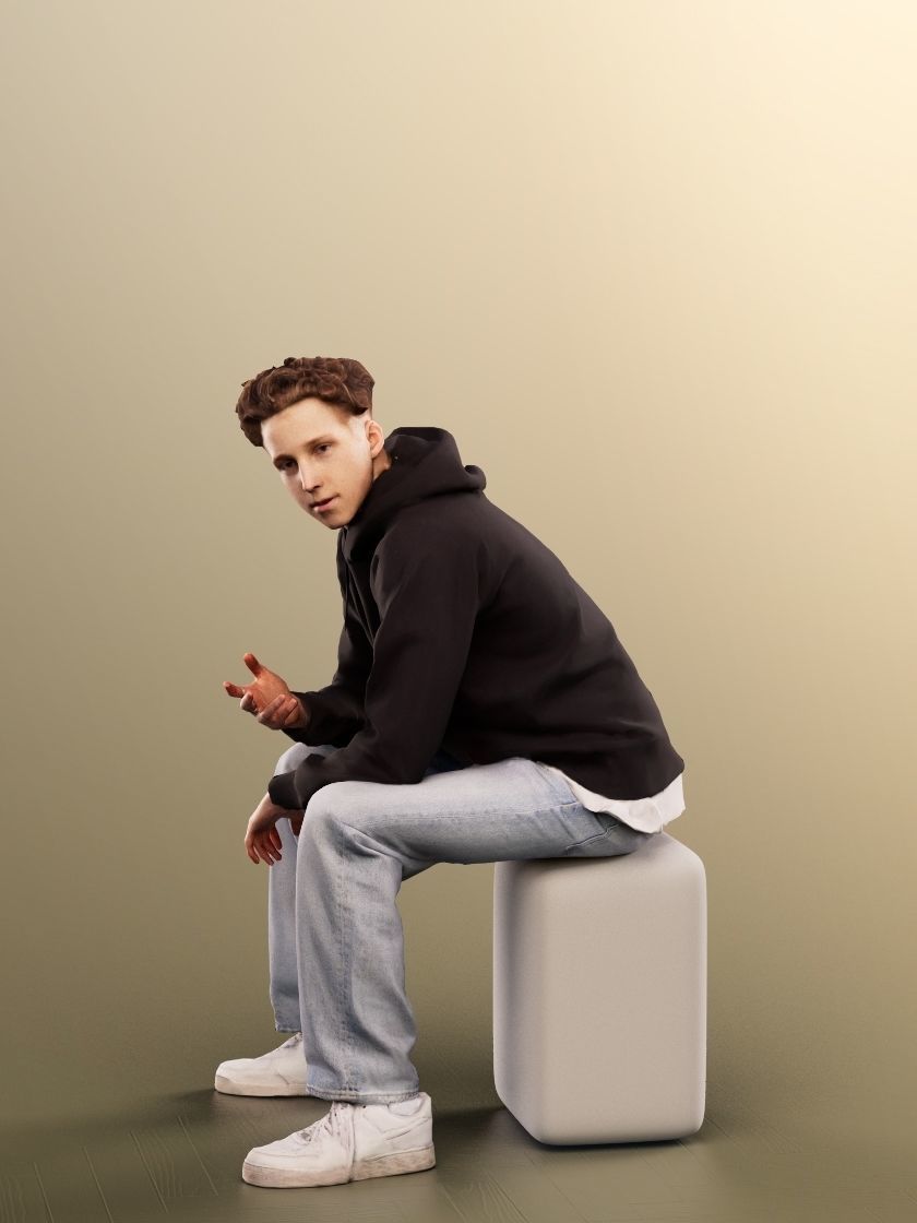 Max 13130 - Sitting Casual Young Man Low-poly 3D model_2