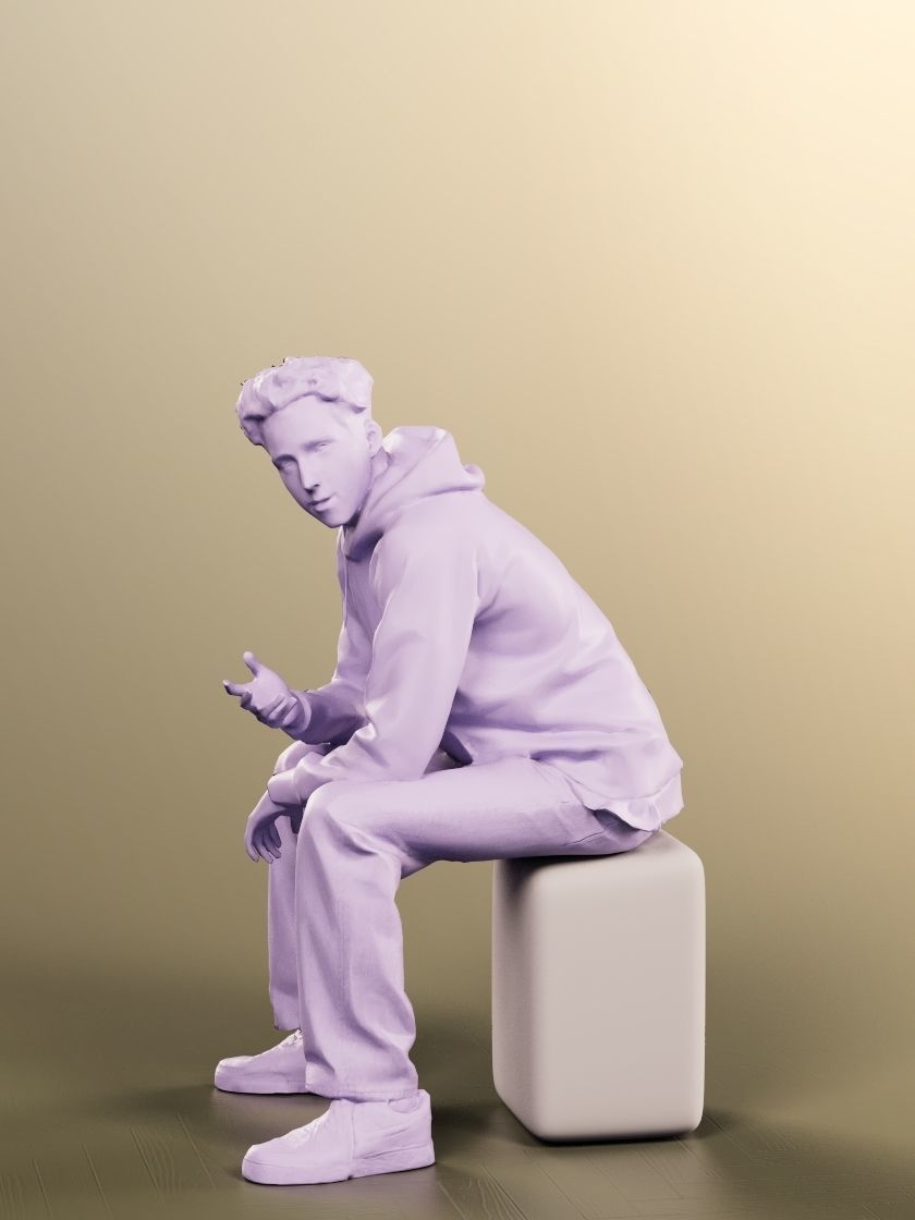 Max 13130 - Sitting Casual Young Man Low-poly 3D model_4