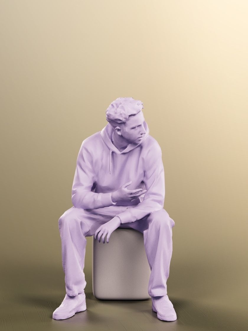Max 13130 - Sitting Casual Young Man Low-poly 3D model_5