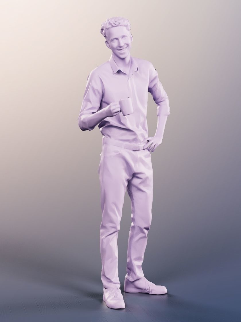 Max 13127 - Standing Young Business Man With Cup Low-poly 3D model_3