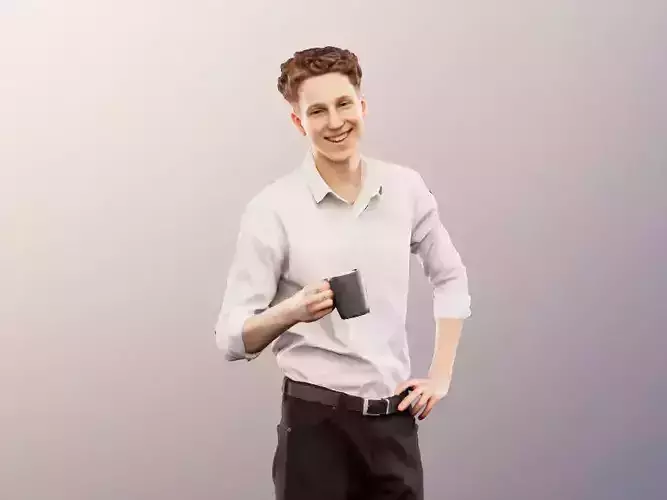 Max 13127 - Standing Young Business Man With Cup Low-poly 3D model