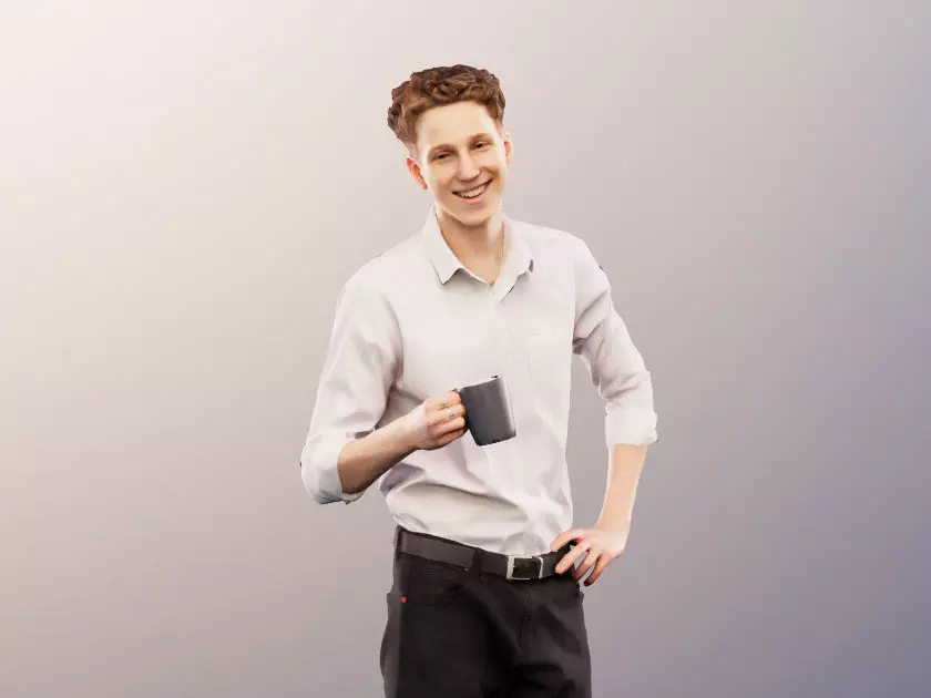 Max 13127 - Standing Young Business Man With Cup Low-poly 3D model_0