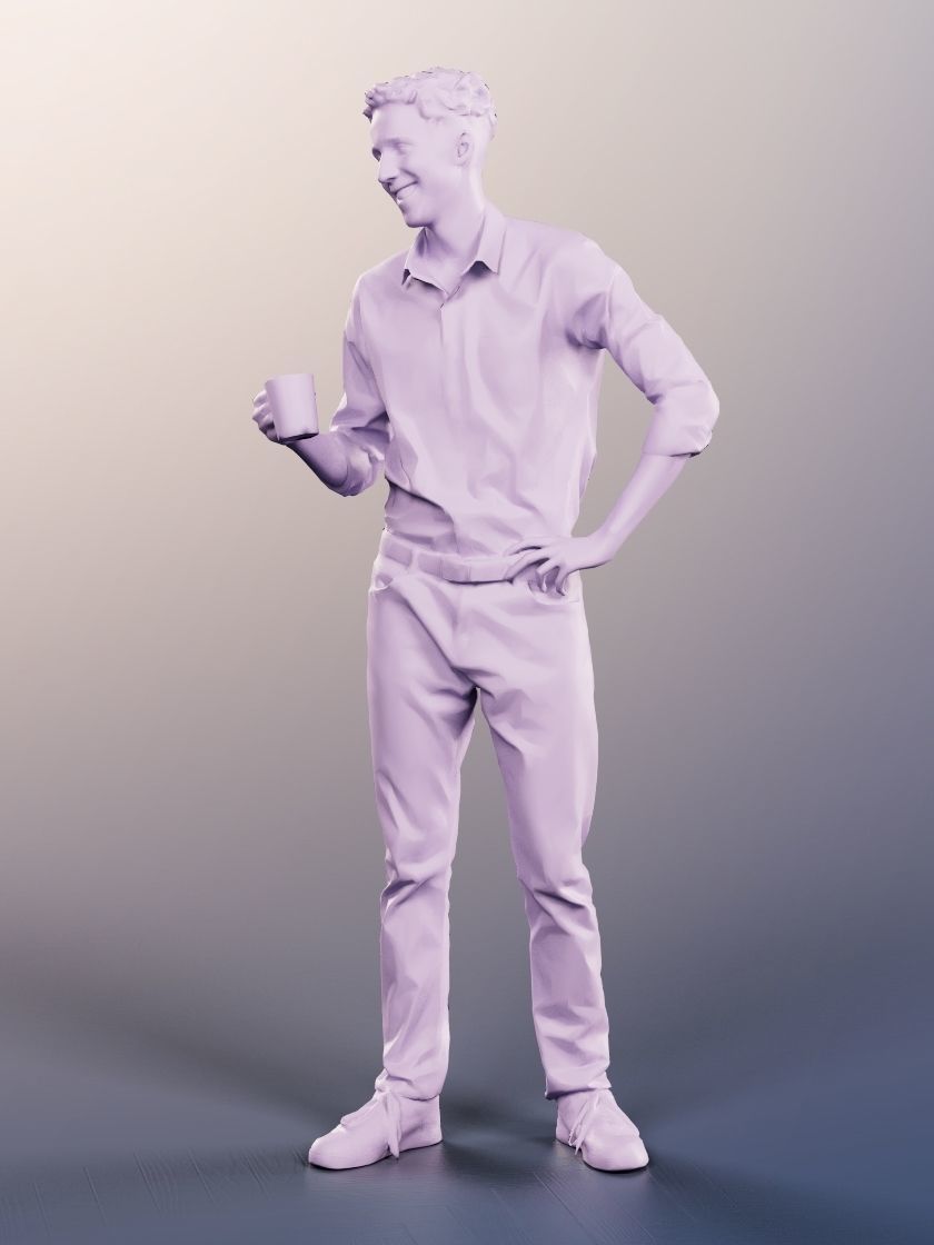 Max 13127 - Standing Young Business Man With Cup Low-poly 3D model_4