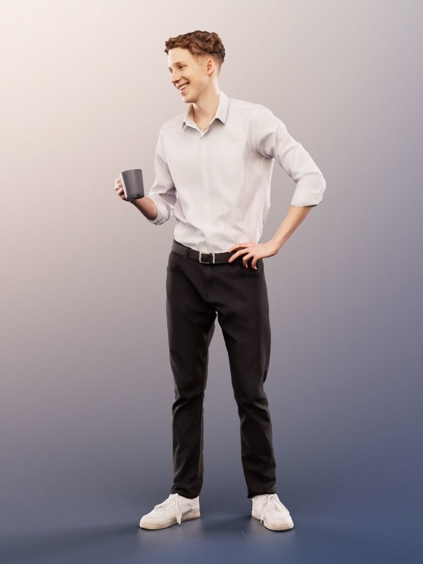 Max 13127 - Standing Young Business Man With Cup Low-poly 3D model_2