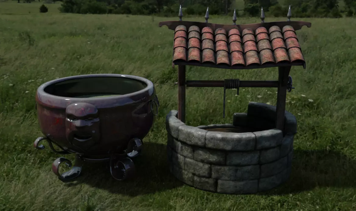 cauldron well Low-poly 3D model_0