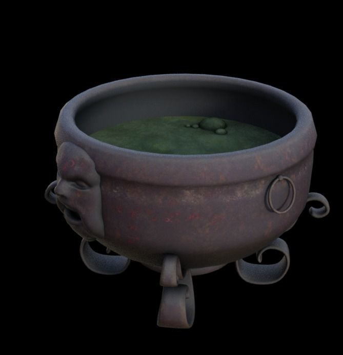 cauldron well Low-poly 3D model_2