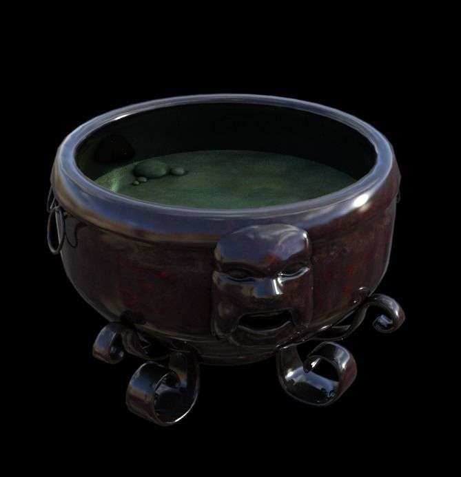 cauldron well Low-poly 3D model_1