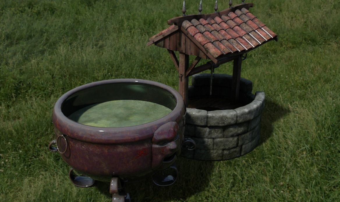cauldron well Low-poly 3D model_3