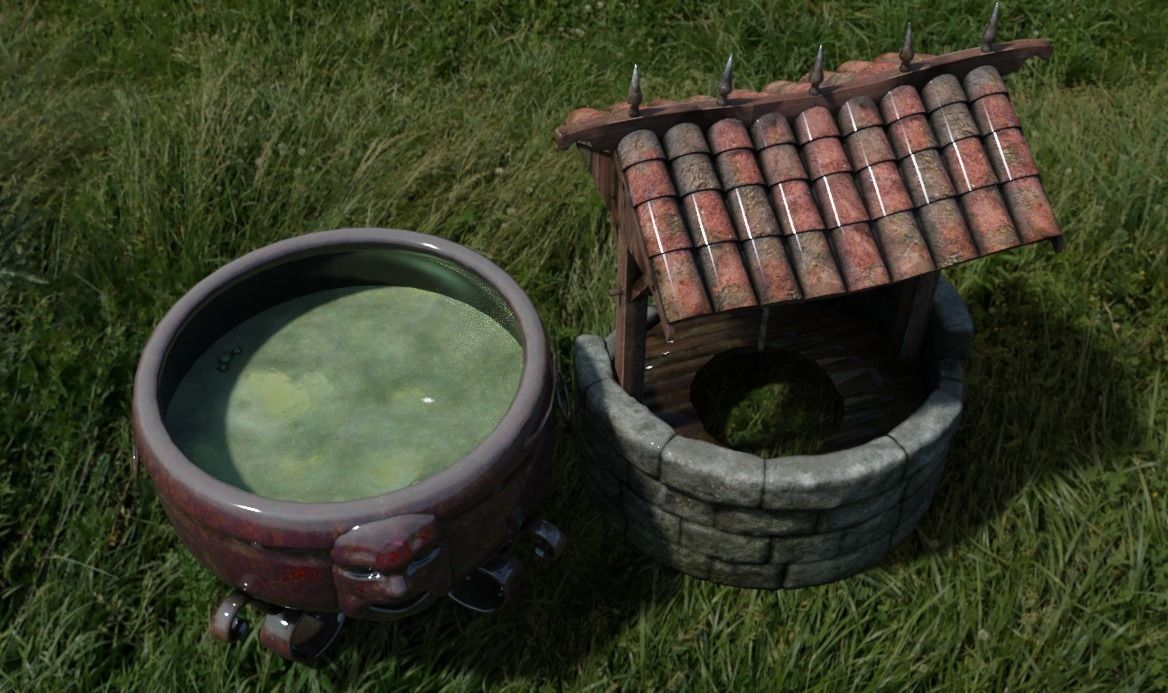 cauldron well Low-poly 3D model_6