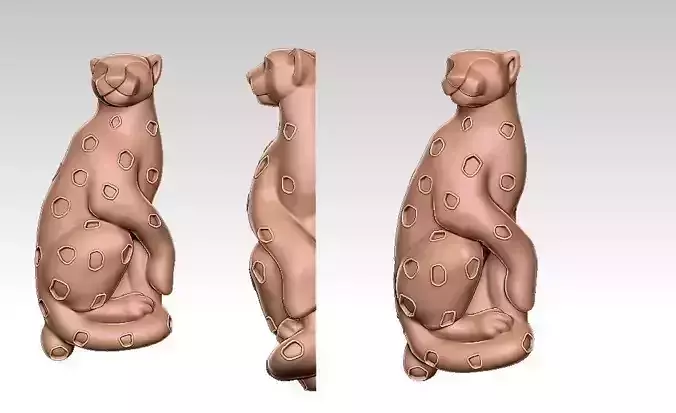 Panther 3D Model clay sculpture of cheetah
