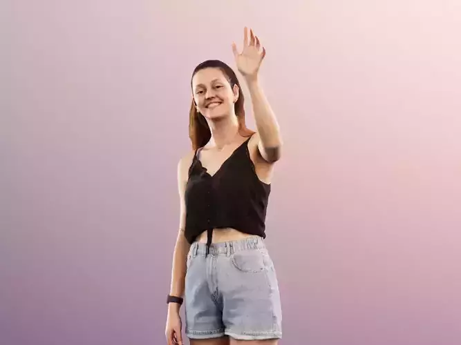 Maria 12898 - Waving Young Woman In Summer Outfit