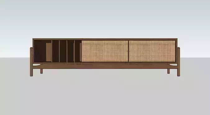 Wooden Cane TV Unit Sketchup Model Download