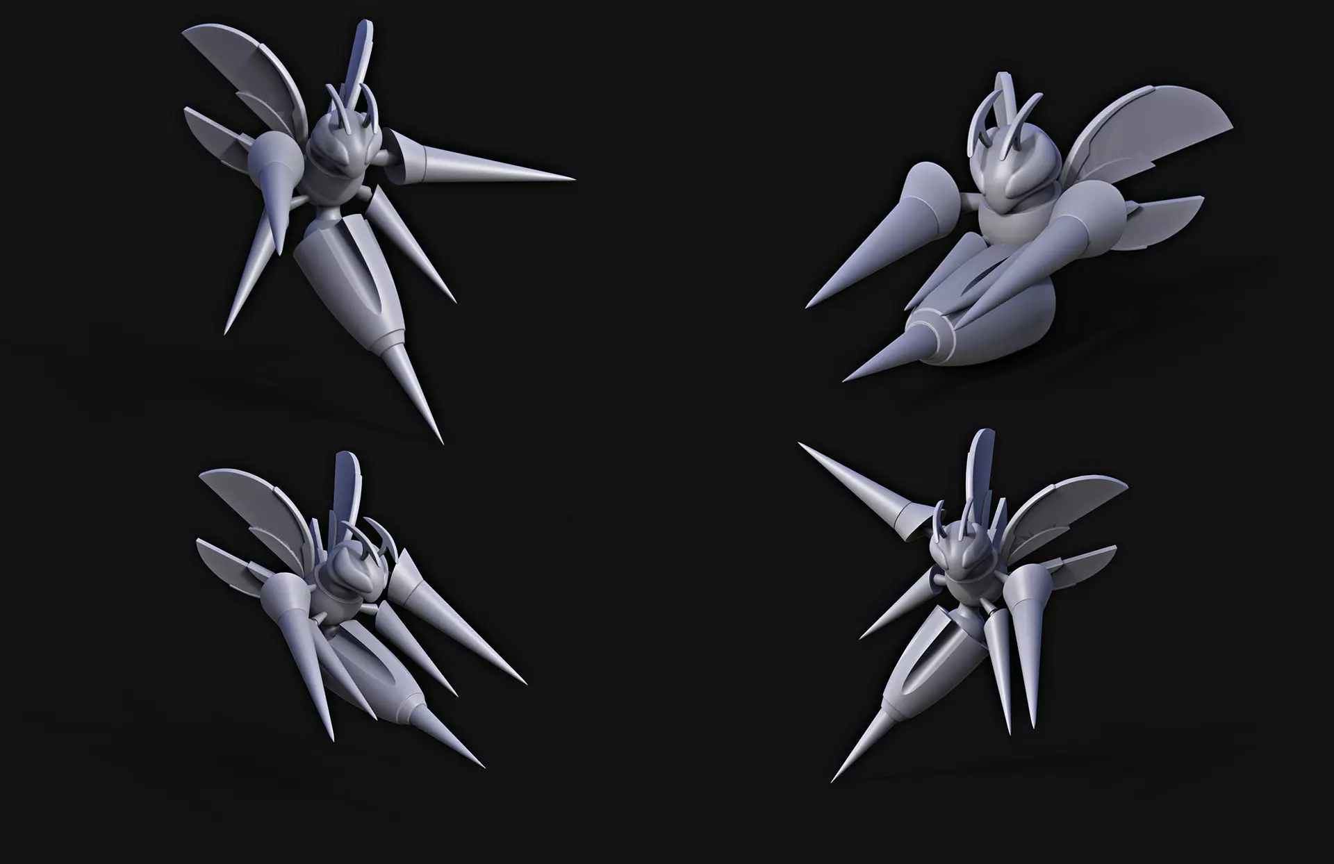 Mega-Beedrill Pokemon 4 models 3D print model