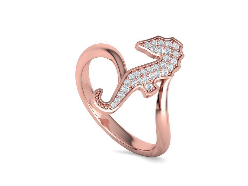 Diamond Seahorse  Bypass Ring 3dprint model 3D print model_30