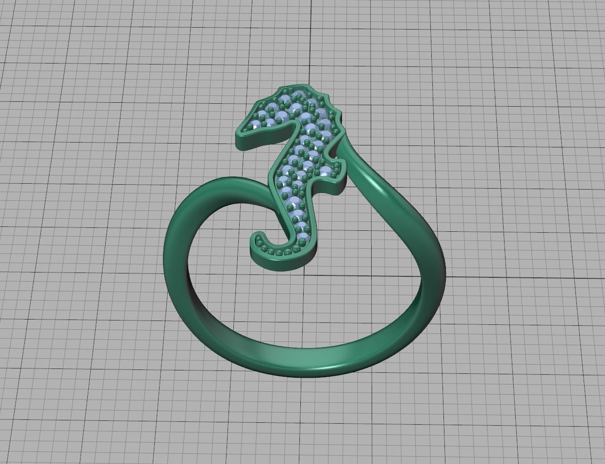Diamond Seahorse  Bypass Ring 3dprint model 3D print model_22