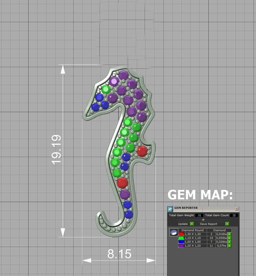 Diamond Seahorse  Bypass Ring 3dprint model 3D print model_11