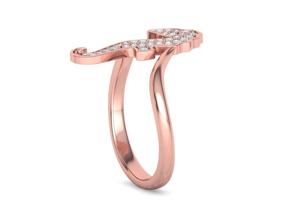 Diamond Seahorse  Bypass Ring 3dprint model 3D print model_36