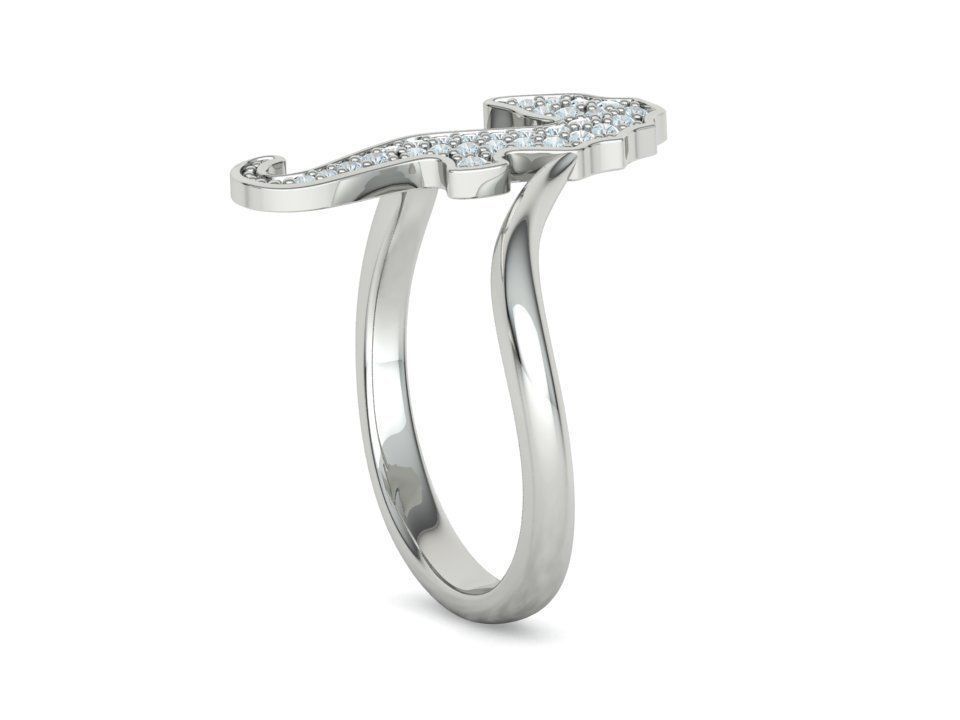 Diamond Seahorse  Bypass Ring 3dprint model 3D print model_38