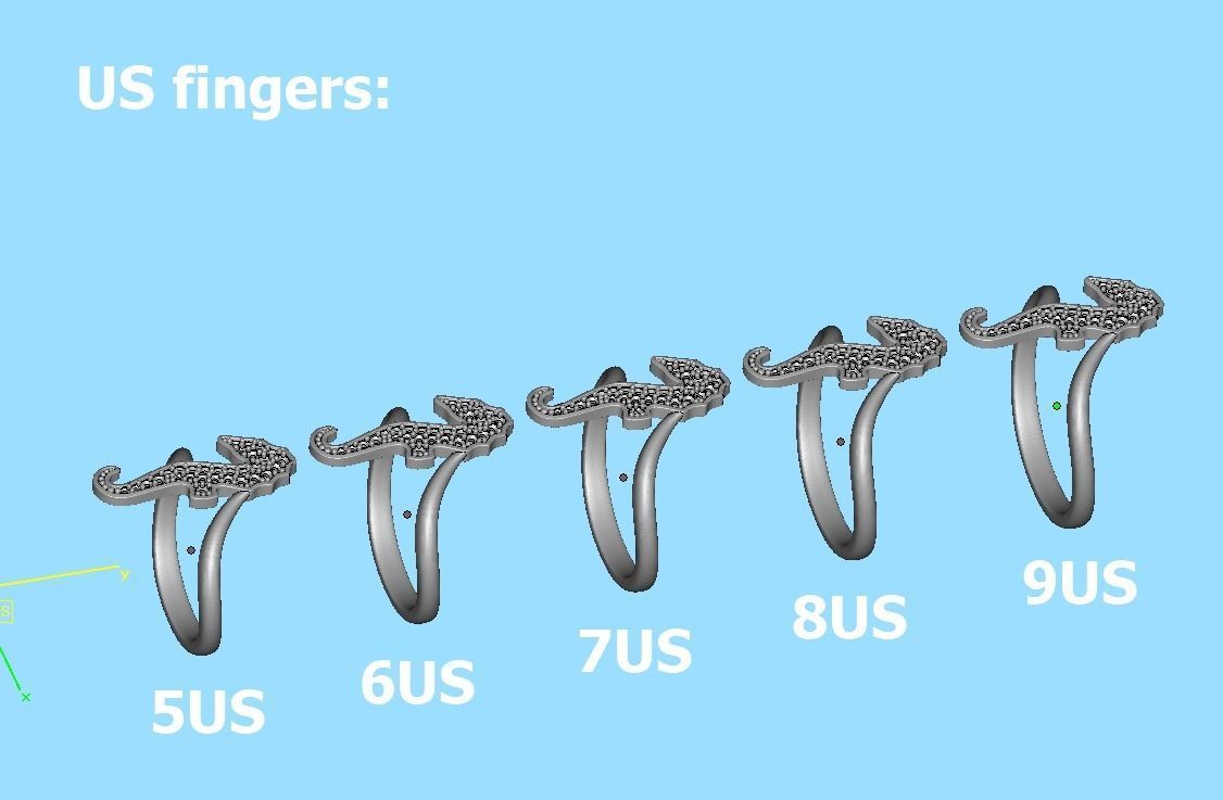 Diamond Seahorse  Bypass Ring 3dprint model 3D print model_12