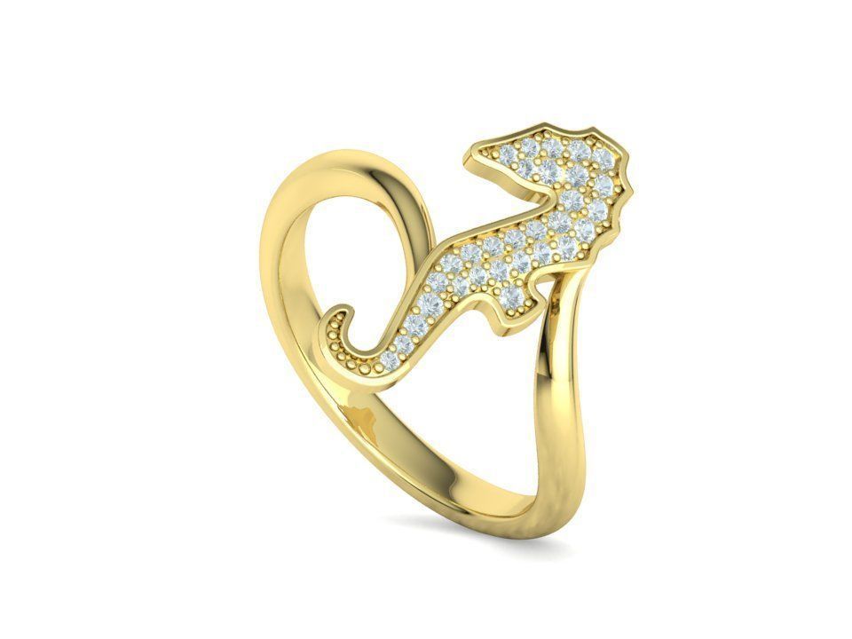 Diamond Seahorse  Bypass Ring 3dprint model 3D print model_31