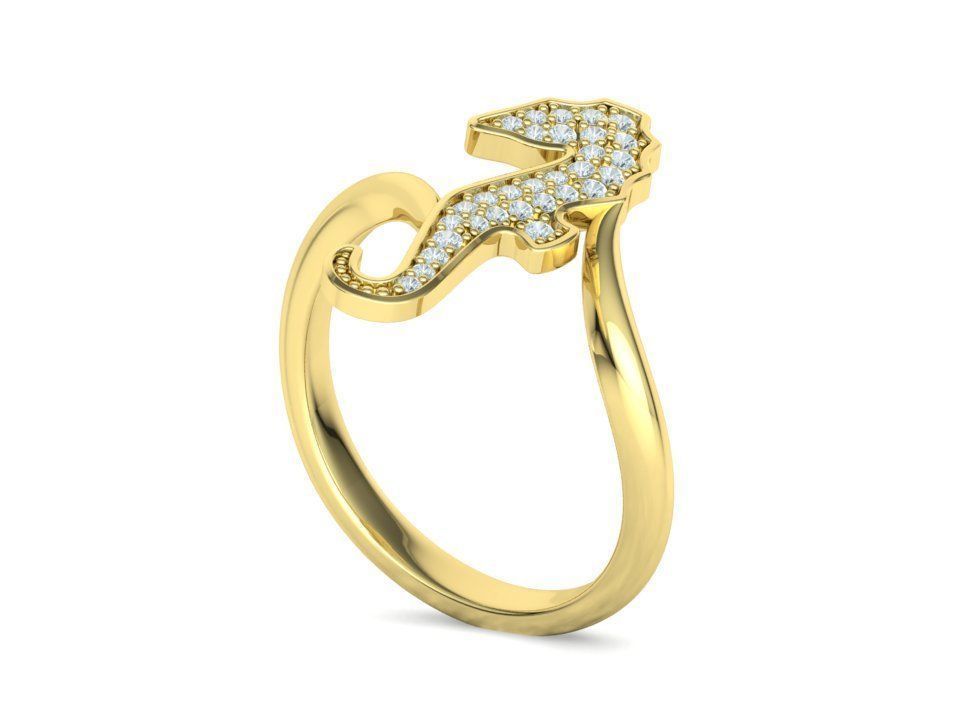Diamond Seahorse  Bypass Ring 3dprint model 3D print model_34